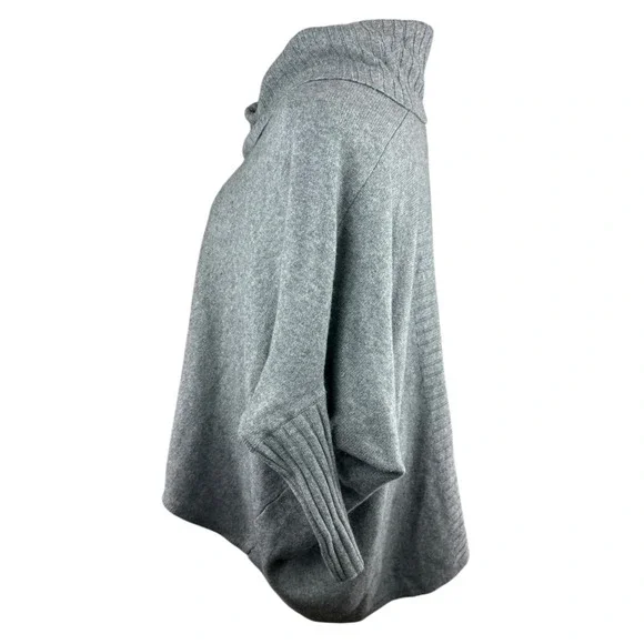 Nordstrom Collection 100% Cashmere Gray Cowl Neck Poncho Sweater Oversized XS/S - Picture 6 of 14